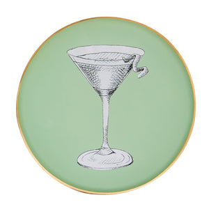 Hand-Painted Glass Cocktail Coasters Set x4