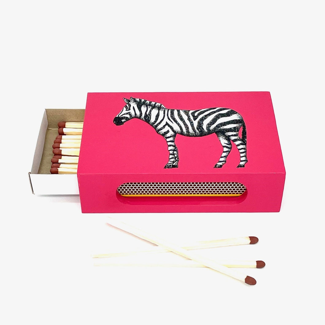 NEW Hand-Painted Raspberry Pink Zebra Matchbox Holder Kit