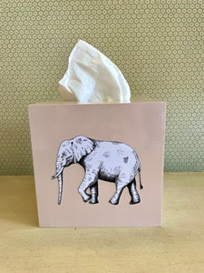 Pale Pink Elephant Tissue Box