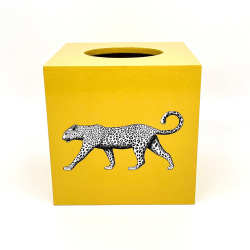 Mustard Yellow Leopard Tissue Box