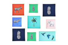 Load image into Gallery viewer, Hand-painted Cornflower Blue Zebra Glass Tray