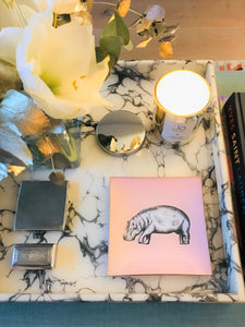 Hand-painted Blush Pink Hippo Glass Tray
