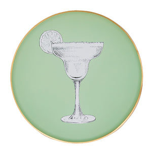 Hand-Painted Glass Cocktail Coasters Set x4