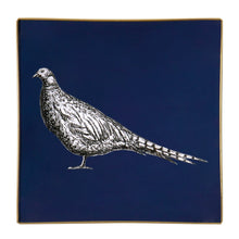 Load image into Gallery viewer, Hand-painted Navy Pheasant Glass Tray