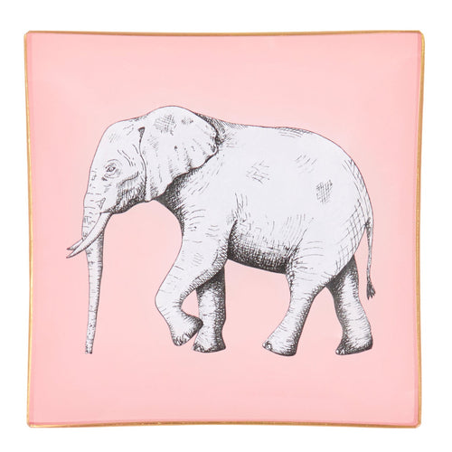Hand-painted Blush Pink Elephant Glass Tray